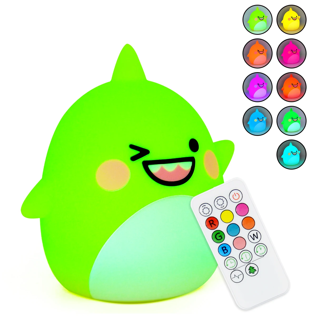 Baby night light Shark Fish Bedside lamp Remote control LED RGB colorful Glowing cute soft silicone kids toys