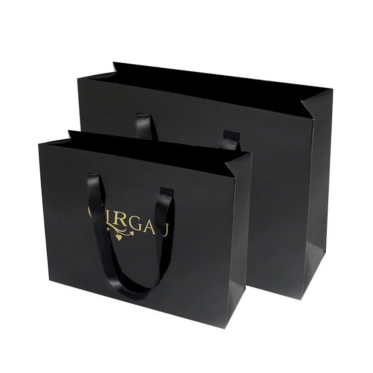 Wholesale Luxury Black Shoes Clothes Packing Paper Bags Printed Custom  Clothing Shopping Gift Jewelry Packaging Paper Bag with