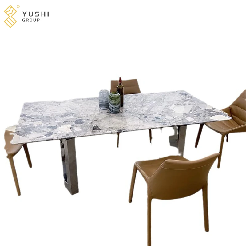 Yushi Group  New Contemporary Furniture Dinning Table Oreo grey Marble Dining Table