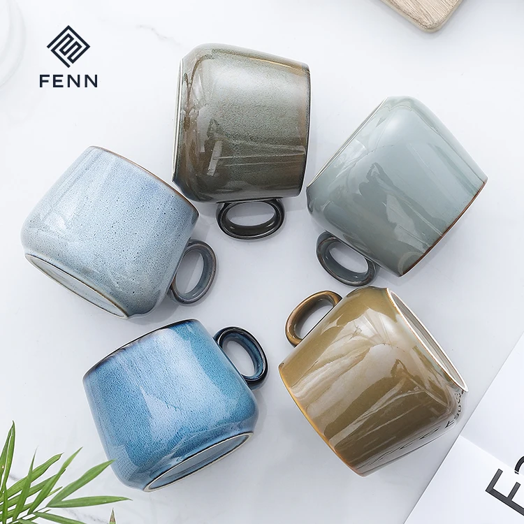 Винтажная Экологичная керамическая чашка под заказ реактивная глазурная кофейная кружка в стиле ретро для кофейни