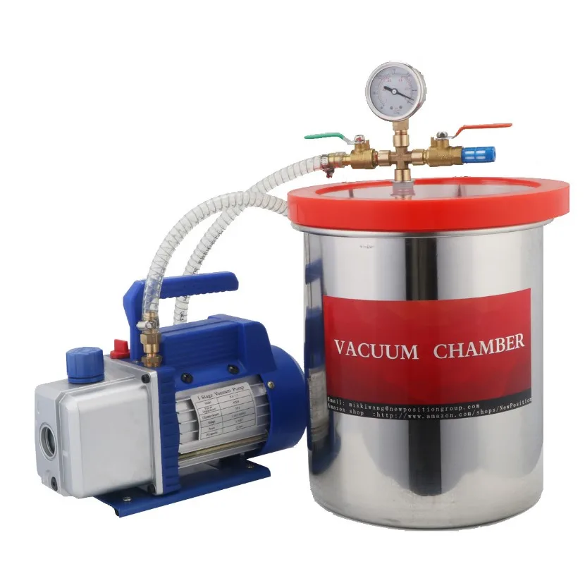 Small vacuum pump matching vacuum barrel AB rubber defoaming stainless steel barrel 304 / refrigeration vacuum pump tool