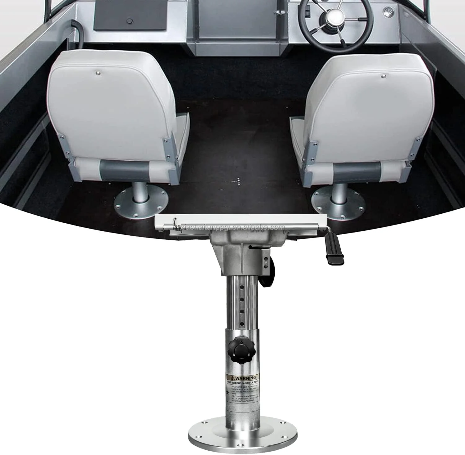 Little Dolphin Aluminum Alloy Boat Seat Pedestal with Slider Pneumatic Adjustable Marine Seat Base