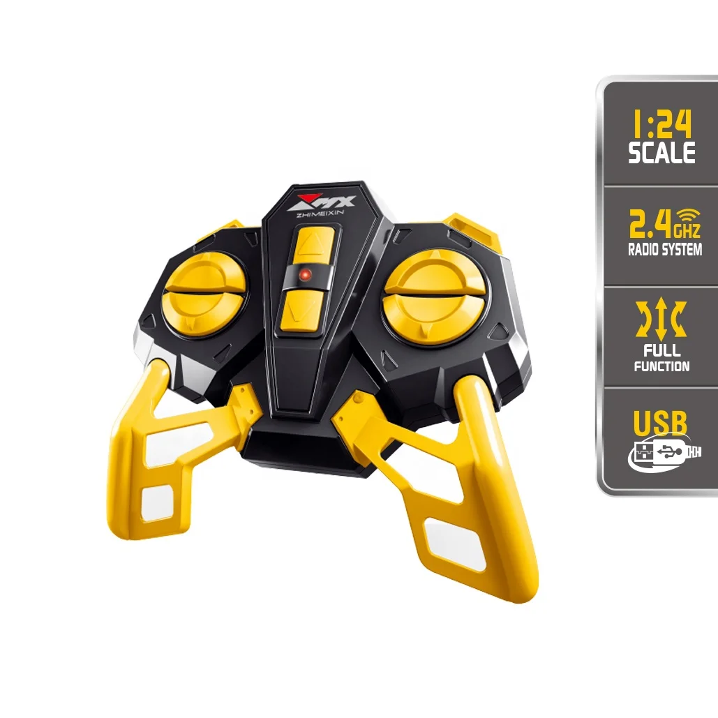 1:24 Scale Remote Control Excavator RC Truck Toy w/ Light 360 Degree Hand-Rotating Excavator w/ Claw for Kids Construction Play