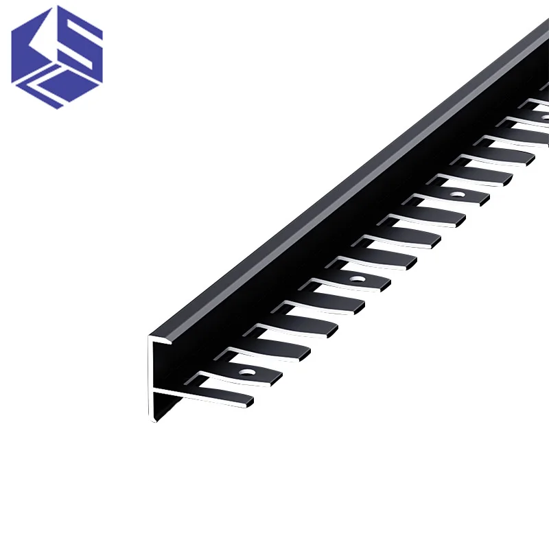 Aluminum alloy F-shape edge sealing strip Wood floor closing strip Flexible stairs floor corner step wrapping edge sealing strip