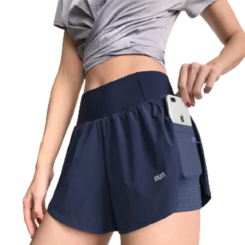 Летняя двойная одежда для бега, женские шорты для фитнеса, тренажерного зала, свободные дышащие шорты для йоги, женские шорты для бега, шорты для йоги, повседневные шорты с высокой талией