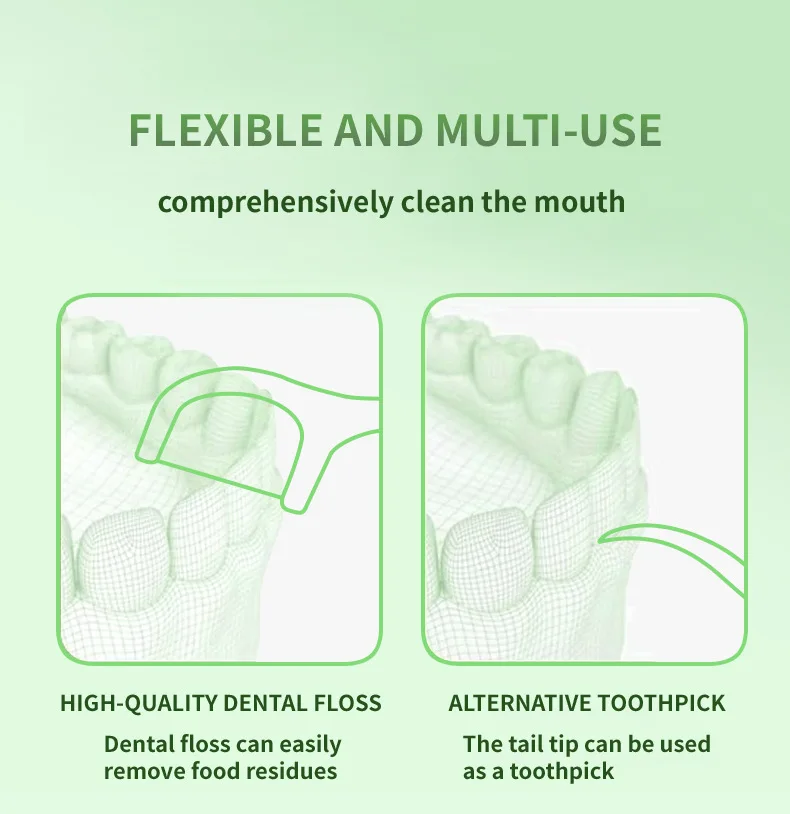 Customized Logo 50pcs Mint Flavored Disposable Dental Floss Toothpicks Packets For Dental Promotion