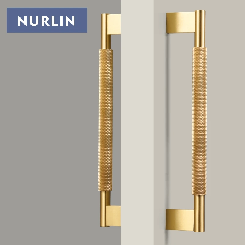 Nurlin однотонная латунная дверь двухсторонняя с накаткой кухонный холодильник шкаф деревянная стеклянная