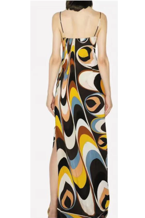 factory custom dresses or printed fabrics geometry line kaleidoscope morden Pop art style satin polyester fabrics for woman