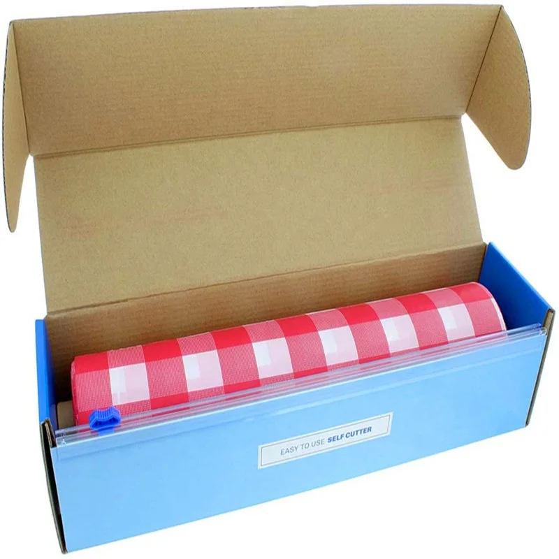 Classic Red Checked Plastic Party Table Cover Roll with Convenient Slide Cutter