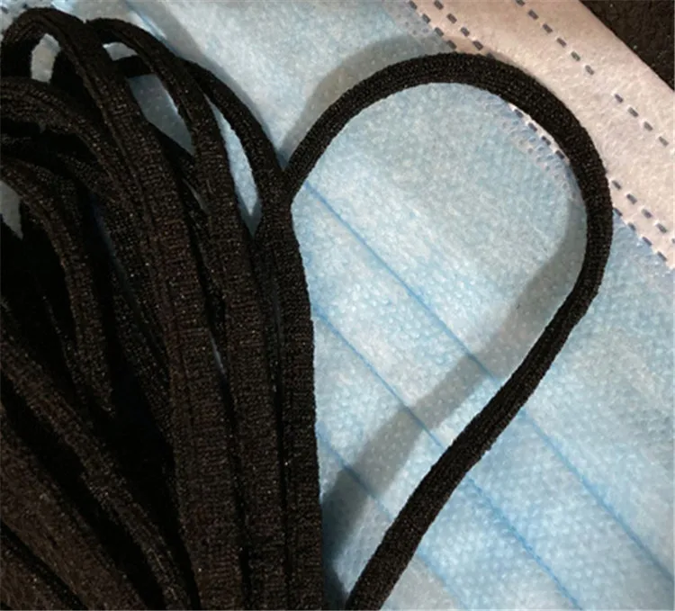 Factory Wholesale Ajustable Ribbon 3mm White Color Elastic Earloop Ear Rope For Normal Mask Material
