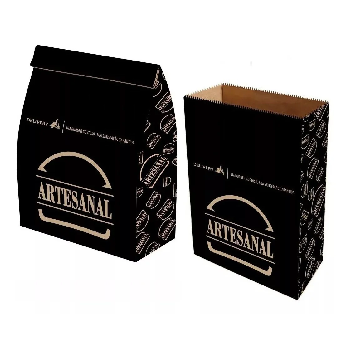 Custom Made Takeout Takeaway Fast Food Kraft Paper Bag For Restaurant Packaging