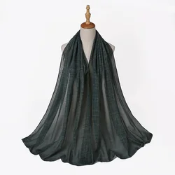 Hot sale hot diamond gold powder scarves fashion plain cotton hemp slubby yarn scarf female Malay Indonesian hijab shawl