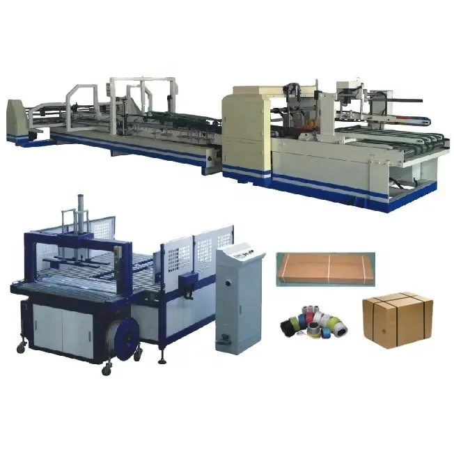 MJZXJ-1 Fully Automatic Production Line Cardboard Box Folder Gluer with Strapping Machine