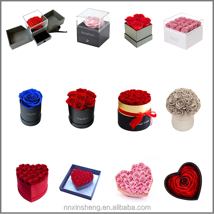 Factory Customized Flower Arrangement Gift Box For Valentines Forever Eternal Preserved Roses Bouquet Wedding Gifts