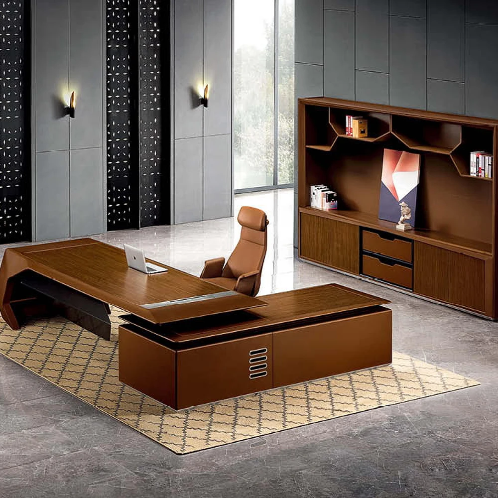 Luxury Leather Wooden Modern Boss Ceo Office Executive Desk