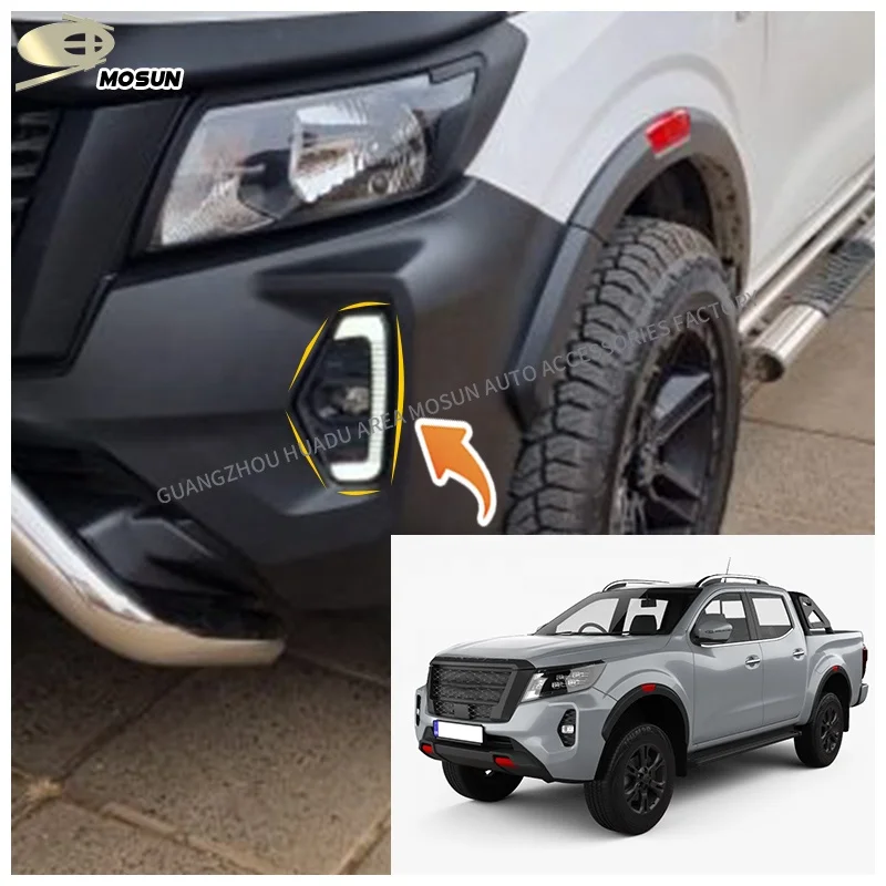 DRL daytime running light For NAVARA D23 2020+ Fog lamp Fog light with LED Flow Signal Lights