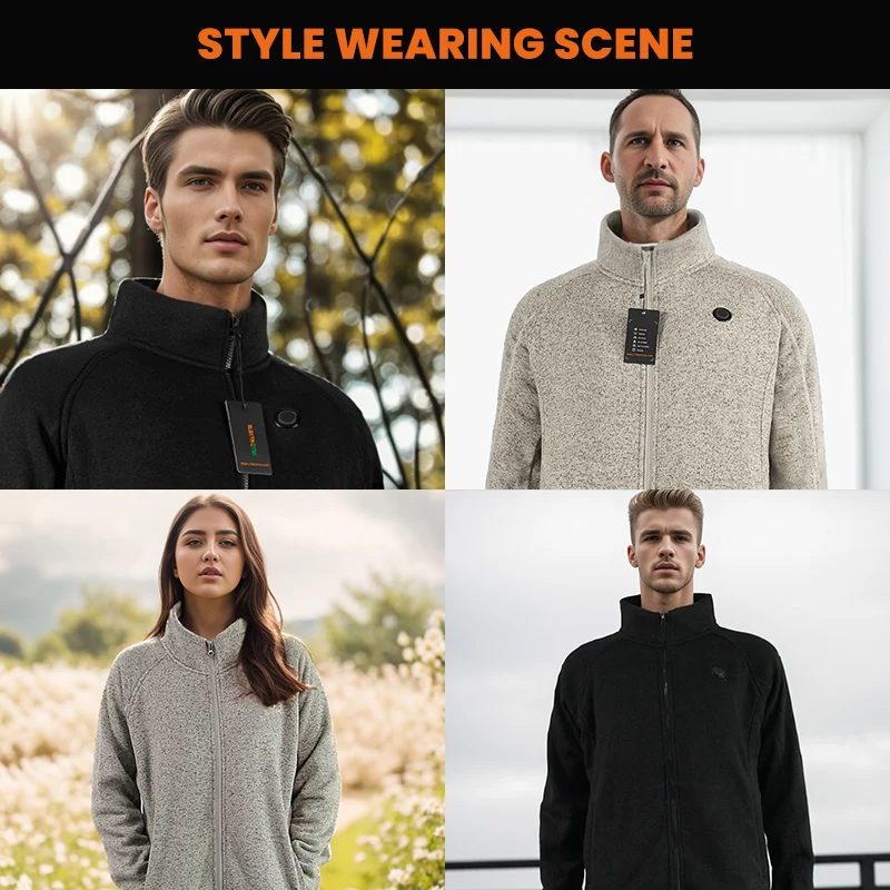 Unisex USB Jacket Electric Heater Outdoor Casual Sports Workwear Cardigan Heated FULL-ZIP Fleece Jacket verwarmende sweater