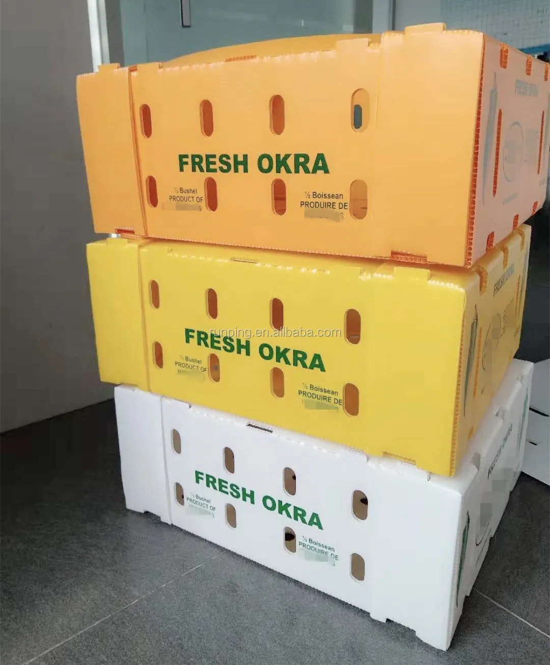 Vegetable packaging container Fresh Okra PP corrugated boxes customization