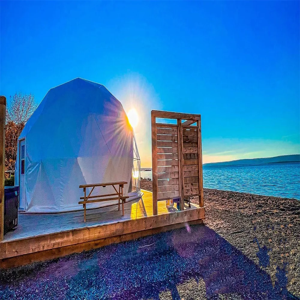 pvc igloo geodesic dome hotel outdoor aluminum structure camping tent hotel luxury dome house glamping round dome tent