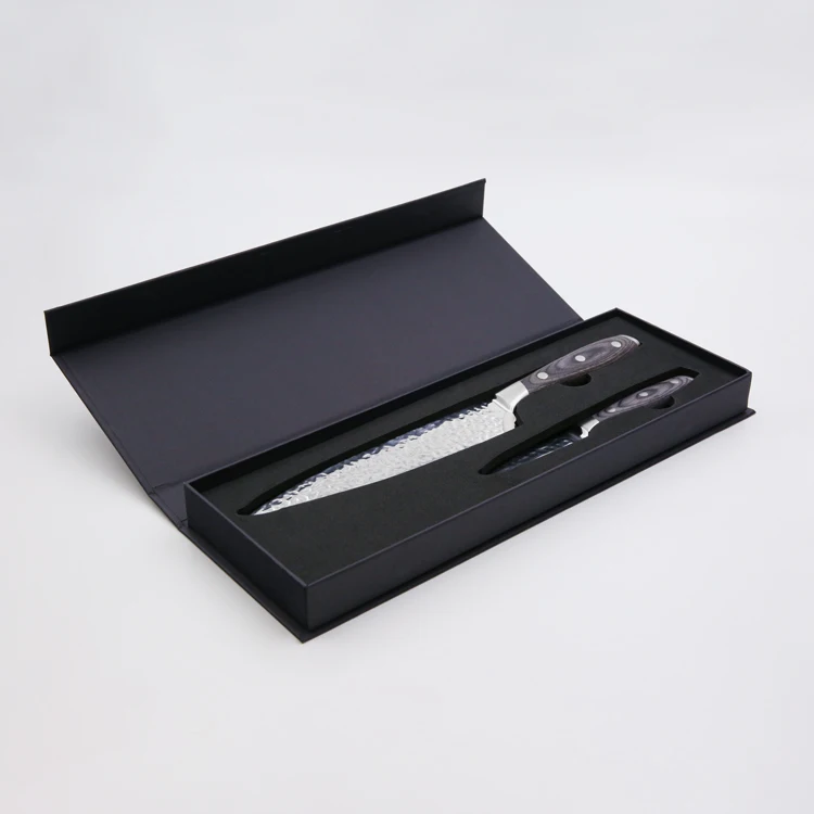 Professional Hammer Pattern Chef Knives Stainless Steel Kitchen Knife Set with Pakka Wood Handle