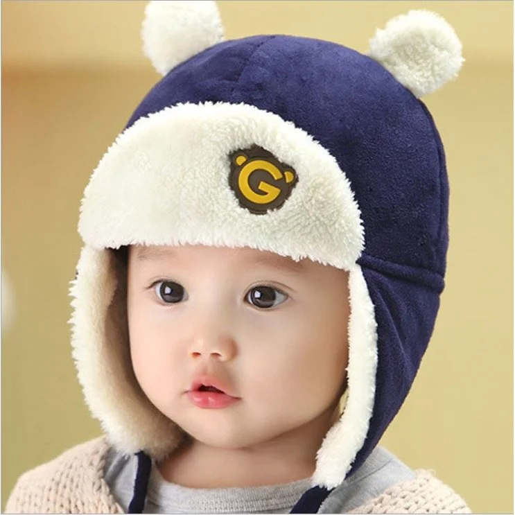 Baby hat Korean version for boys and girls new G letter Lei Feng hat warm ear protection hat