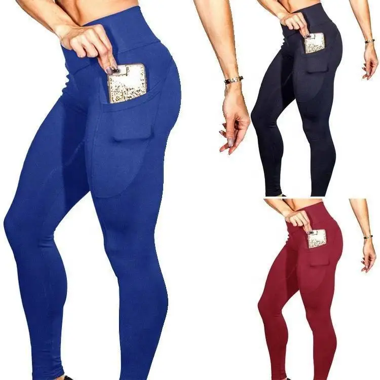 OEM Custom Logo Fitness Sports Women Leggings With Pockets High Waist Gym Yoga Tight Pants For Women