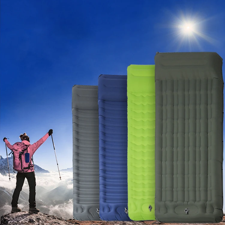 Ultralight sleeping pad camping sleeping mat with built-in foot pump portable air bed sleeping pad camping mat