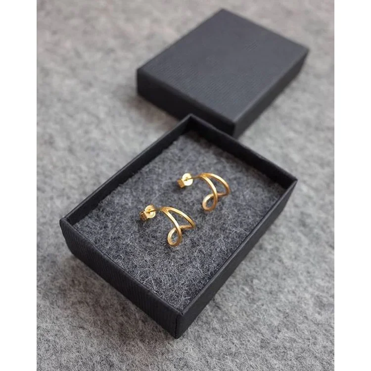 Cheap hot stamping luxury eco friendly logo printed 2 pieces rigid cardboard paper hard box custom rigid box earring jewelry box