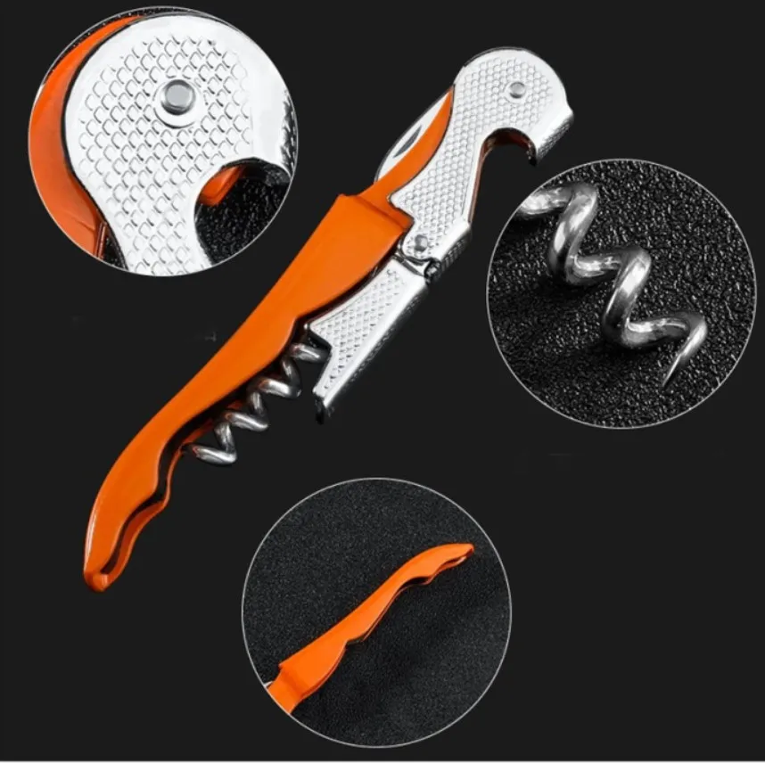 HXYWBO113 61g steel wire grain wine cork screw opener handle small corkscrew screwpull fold wine opener waiters corkscrew
