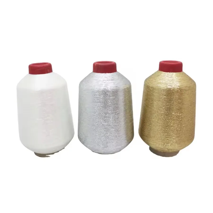 MX type metallic yarn Embroidery Thread 12 mic polyester/nylon Metallic Silver And Golden  metallic yarn manufacturer