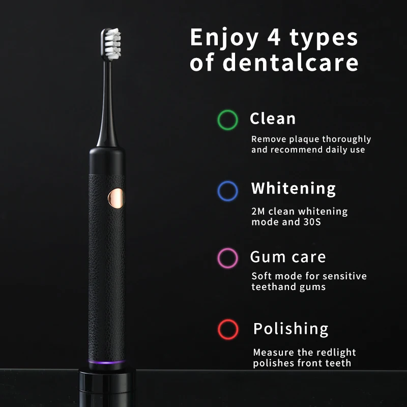 Wholesale Multicolor IPX-7 Waterproof Electrical Toothbrush Smart Electric Toothbrush With Premium Leather Handle