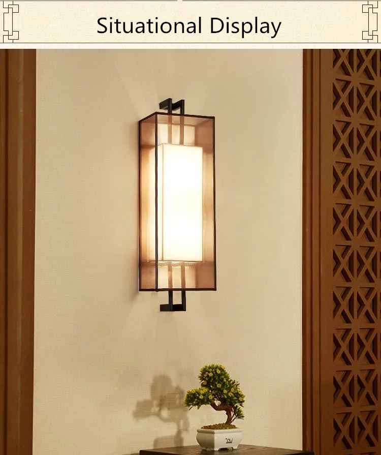 
New Chinese wall lamp creative living room modern simple bedroom LED Lamp Retro Hotel aisle bedside lamp 