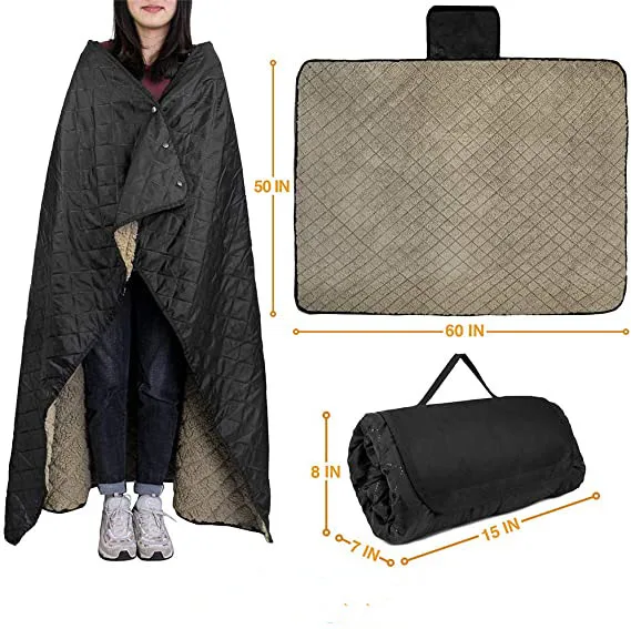 
 Водонепроницаемое Флисовое одеяло Sherpa для стадиона, для пикника, для улицы, для парка, спорта, кемпинга, травы, для экстренных случаев, складное, ветрозащитное, для спорта  