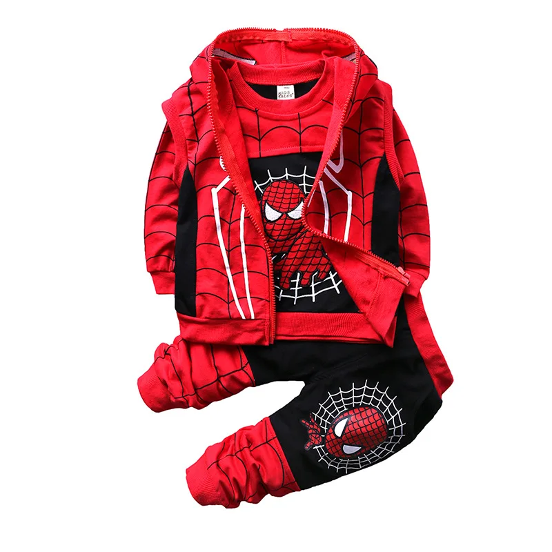 Spiderman Baby Boys 3pcs Clothing Sets Zipper Hoodies+T-shirts+Pant Sports Suit Children Outfits  Costume Kids Tracksuit Clothes