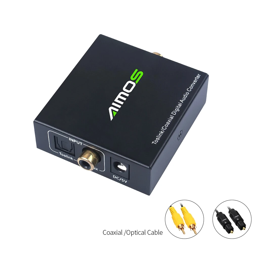 Digital Audio Switch Converter AIMOS Optical Toslink to Coaxial Adapter BI-directional Wide Compatibility for TV/DVD Player/PS4
