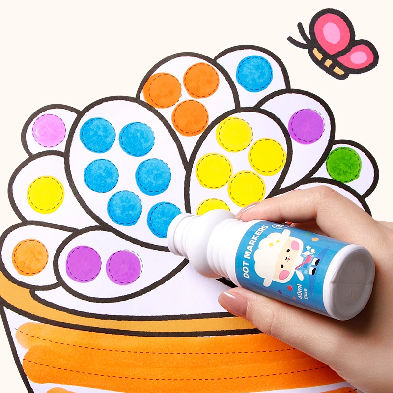 wholesale Bright Multi Color washable kids art markers, 40ml Non-Toxic no leaking water based Dot Doodling graffiti Bingo Marker