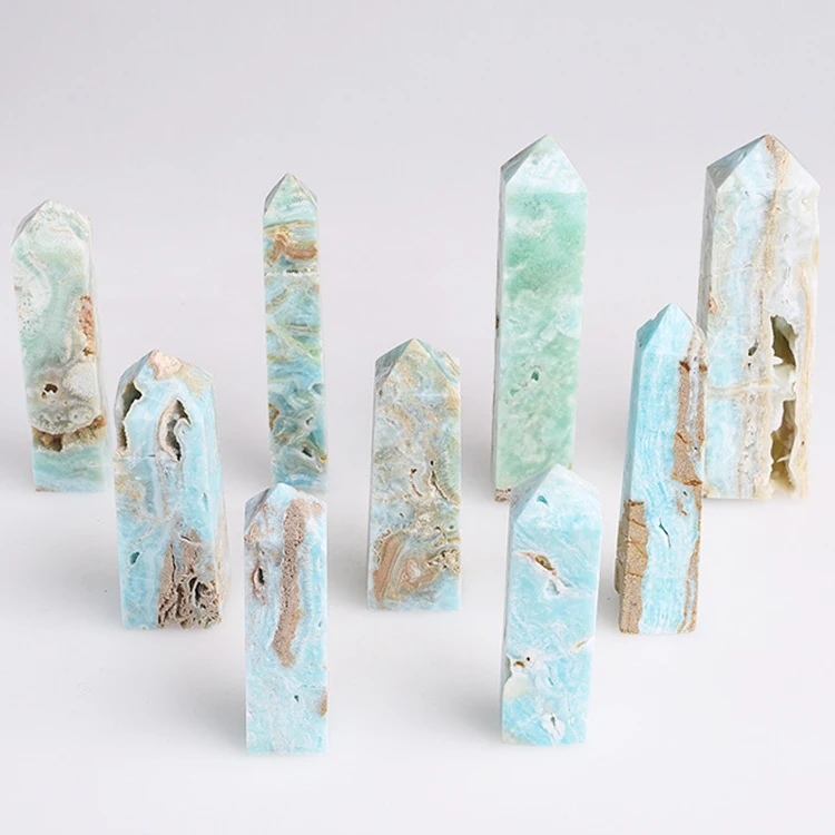 High Quality Natural Gemstone Moss Agate Point Crystal Geode Large Tower For Healing Decoration