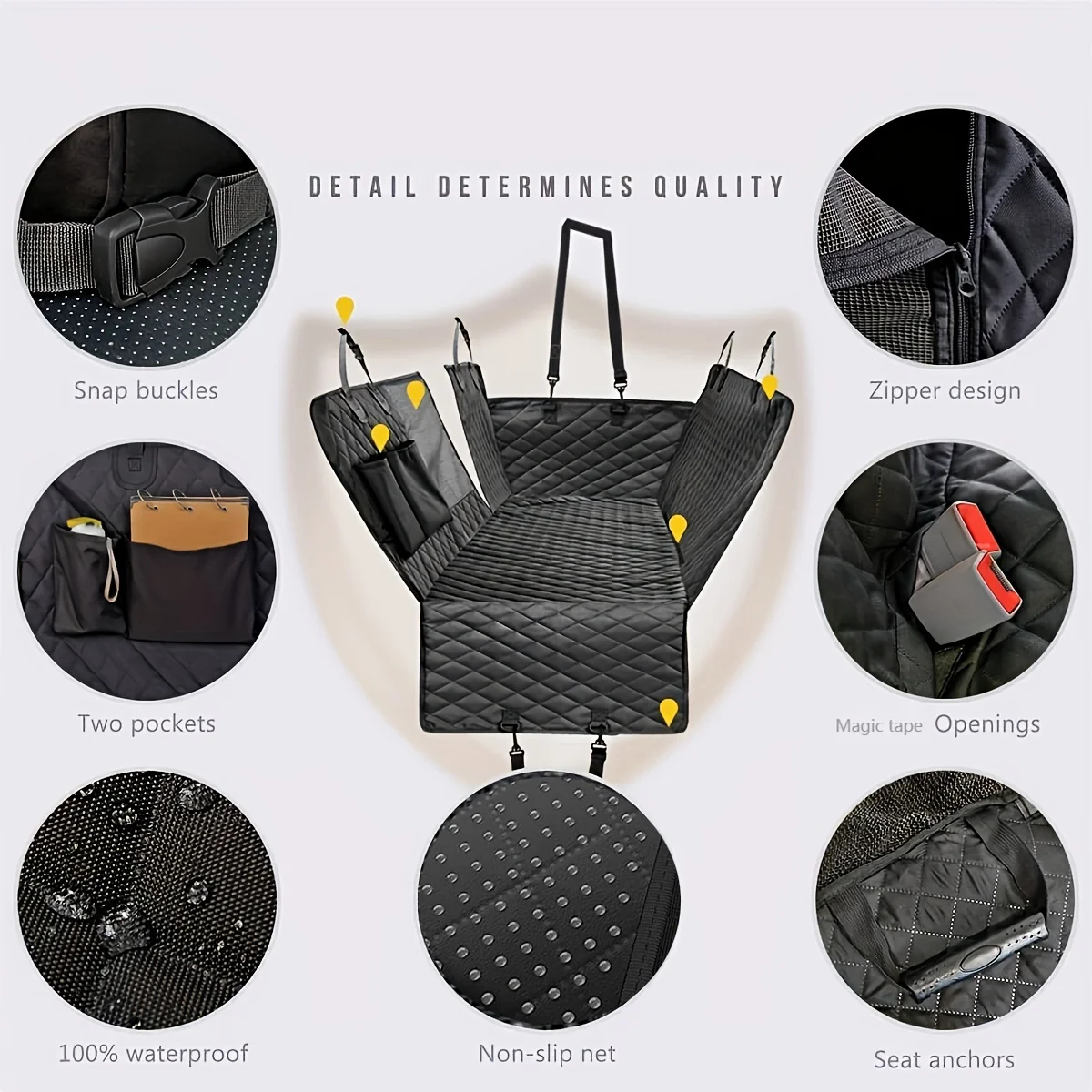 Wholesale Urpower Nylon Polyester Dog Car Seat Cover  with Mesh Window and Storage Pockets Backseat Eco-Friendly Pet Accessory