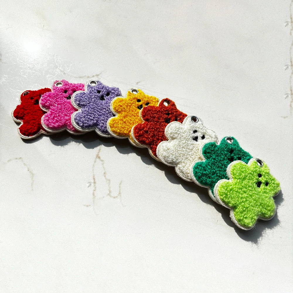 Custom Chenille Keytags Zipper Bag Pull Charms Pendants Luggage Tag Embroidery Key Chain Patch Embroidered Keychain Tag