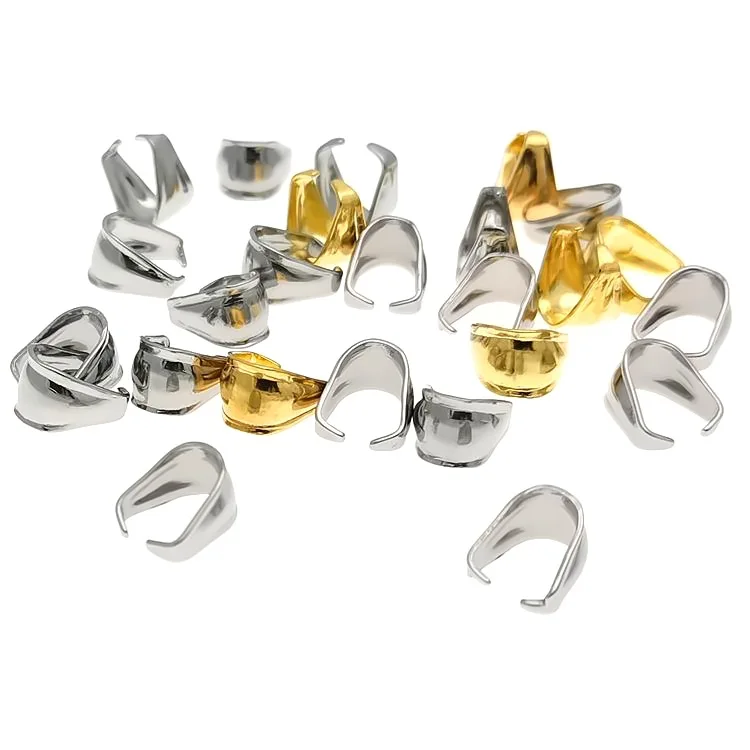 100pcs/Lot Gold Platedf Stainless Steel Melon Seed Bail Clasp Necklace Connection Buckle Pendant Clip DIY Jewelry Accessories
