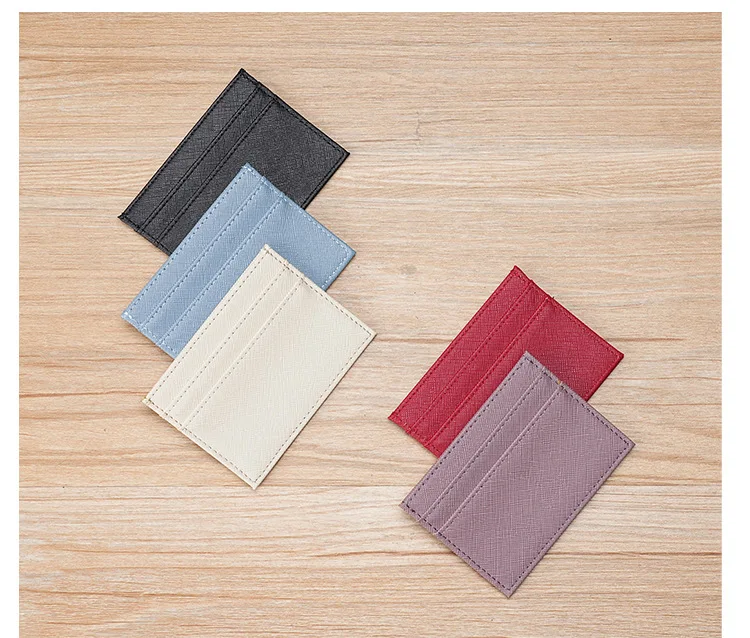 Wholesale slim saffiano leather card holder pu leather