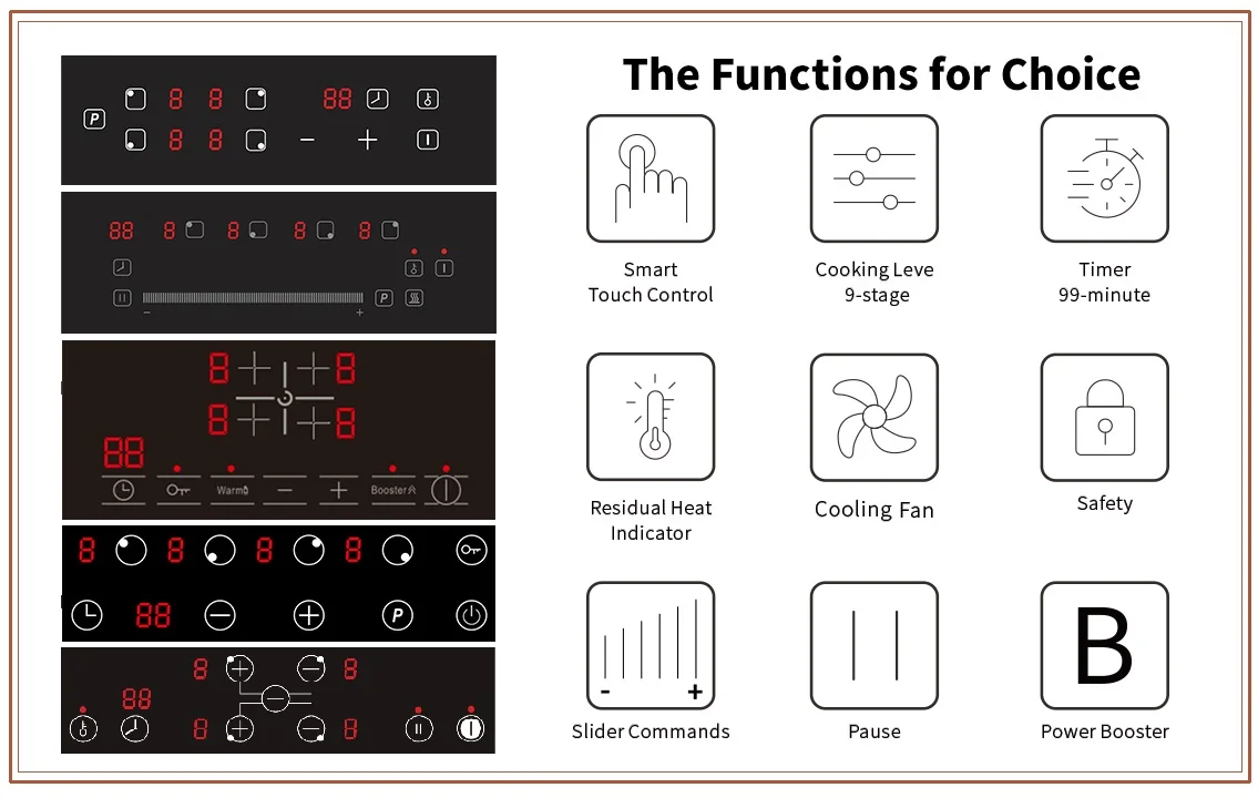 80CM 4 burners 7400W intelligent integrate slider control embed radiant ceramic hob cooker