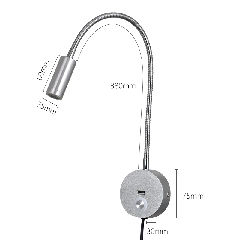 bedside hotel headboard reading lighting led usb Charging port book reading light Dimmable wall lamp Bedroom night light