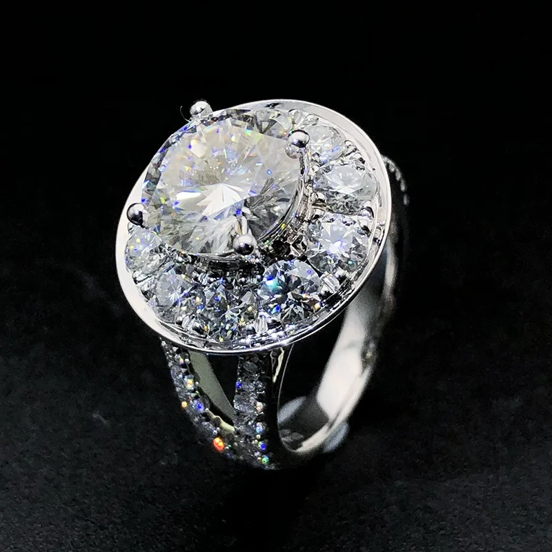 Factory Custom Fine Jewelry Moissanite/Lab Diamond/ Diamond Wedding Ring Real 925 Sterling Silver 9K 10K 14K 18K Ring Women