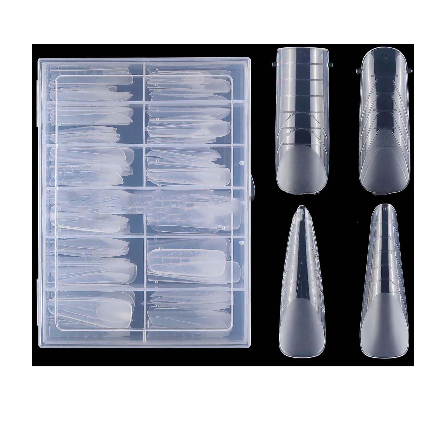 96pcs Crystal Nail Model 4 Styles Mixed  Scale Nail Forms Tip Extended Nail Forms Full Cover False