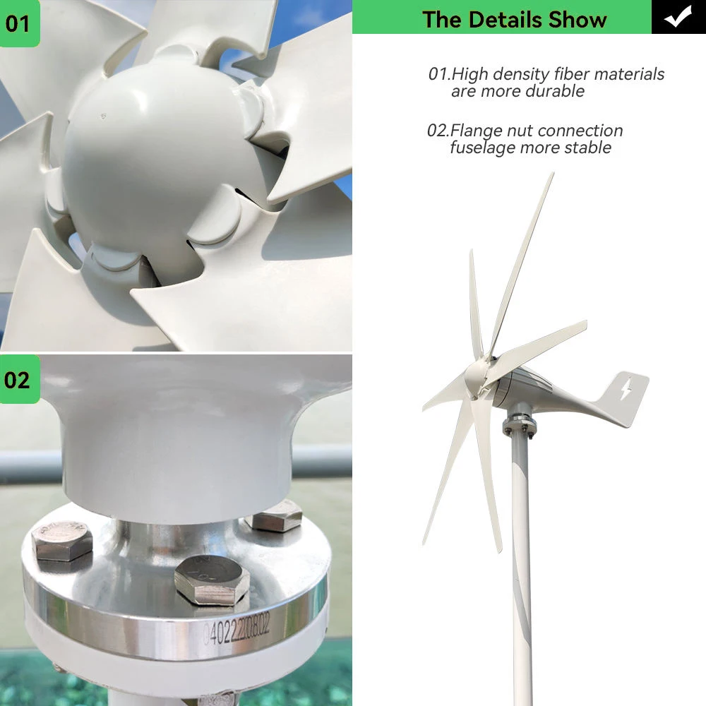 12V 24V 48V Turbine Wind Generator Horizontal Type Wind Power Generation System 500W 800W