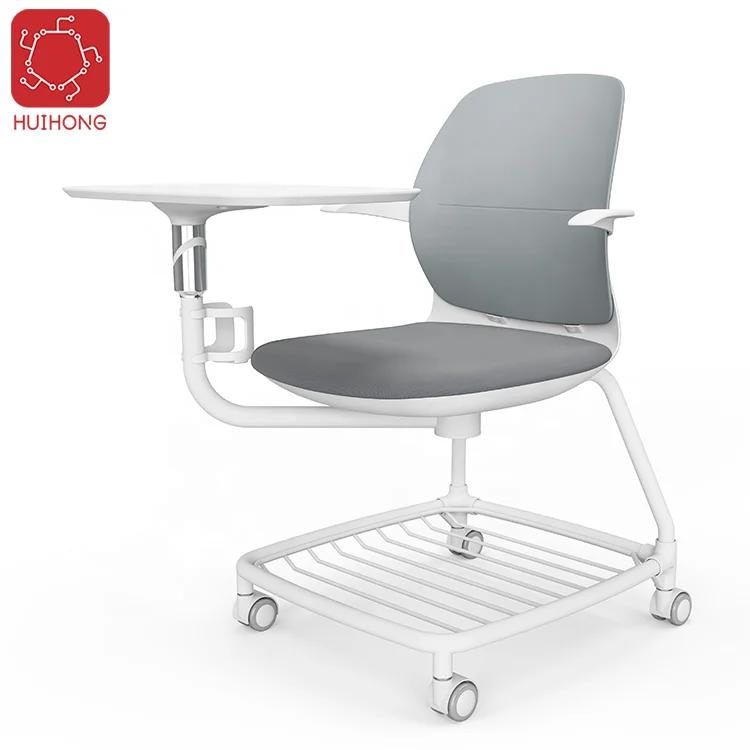 Школьная классная мебель, стулья для учебы, Студенческая тренировочная комната, вращающиеся на 360 градусов ролики, стул с блокнотом для письма