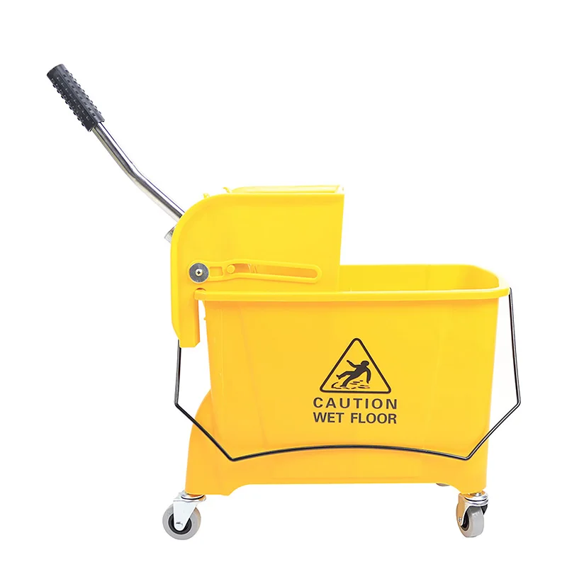 Plastic cleaning squeeze mop bucket with wringer for flat mop bucket for floor cleaning