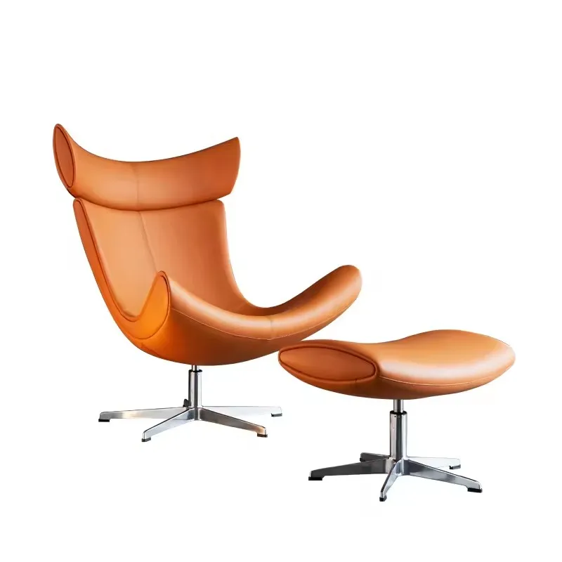 Office Leisure Chair Pu Leather Antique Lazy Chair With Ottoman Floor Sofa Chair For Living Room Hotel Tea Room