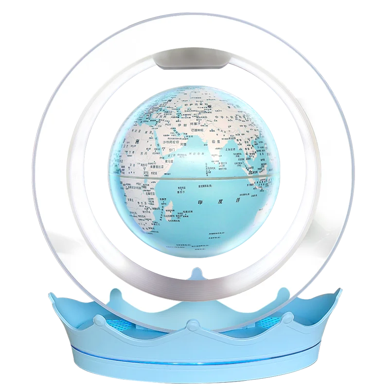 Kinglobe Pink luminous office decoration creative technology gift Bluetooth speaker clock crown magnetic levitation globe